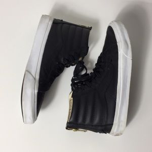 Vans Off The Wall Black Leather Skateboard Shoes